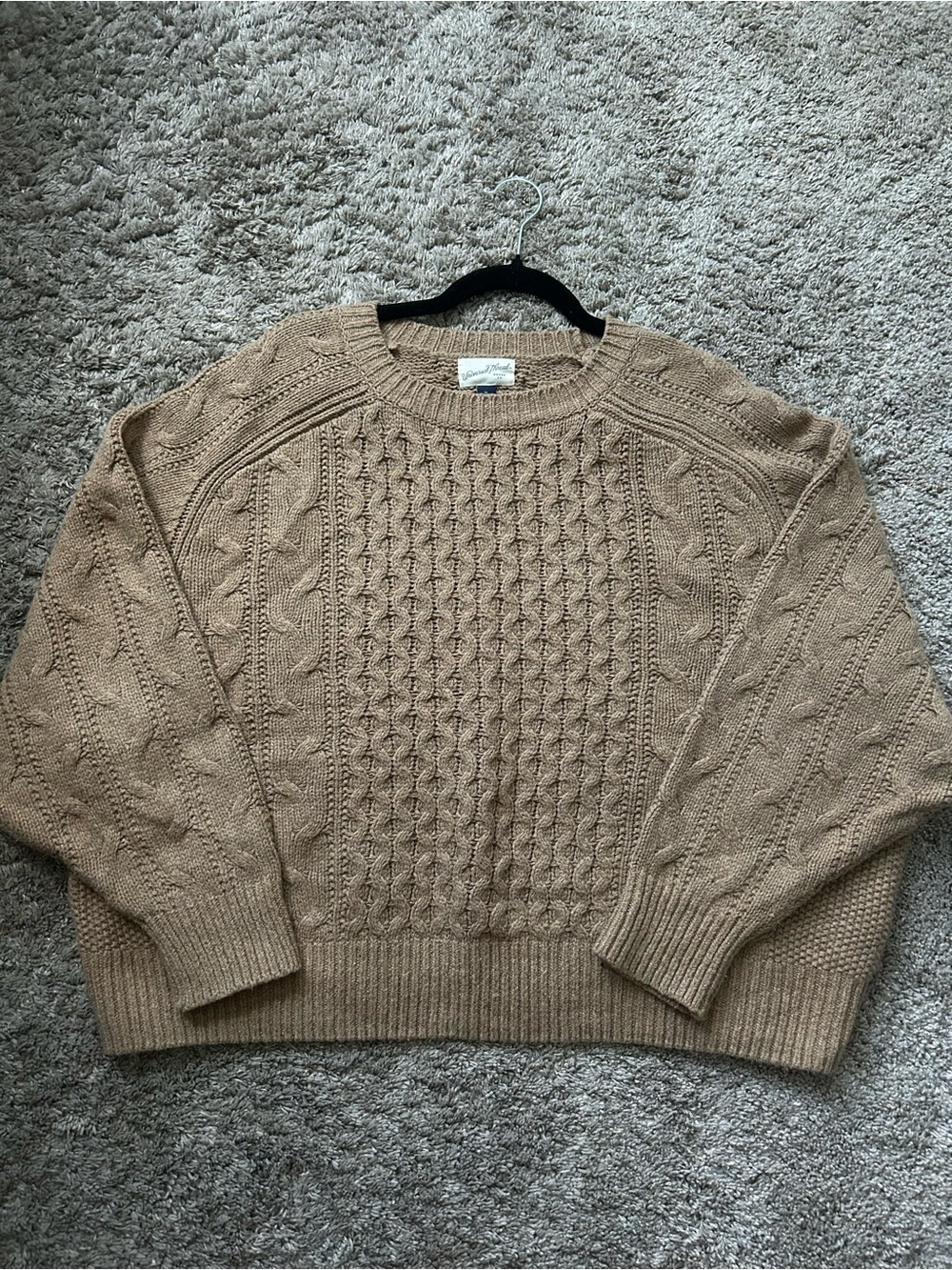Universal Thread Cable Knit Crewneck Sweater - Tan